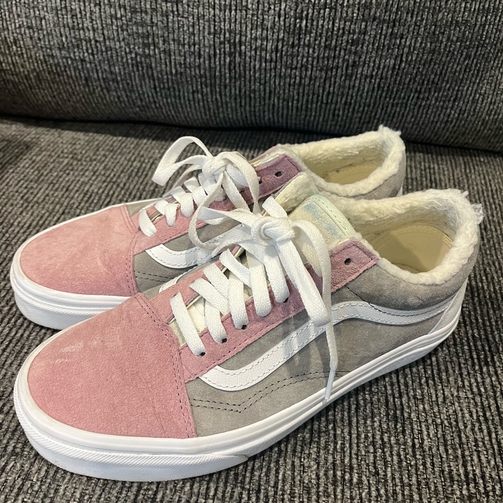 Vans Women's Pink and Gray Old Skool Size 8.5